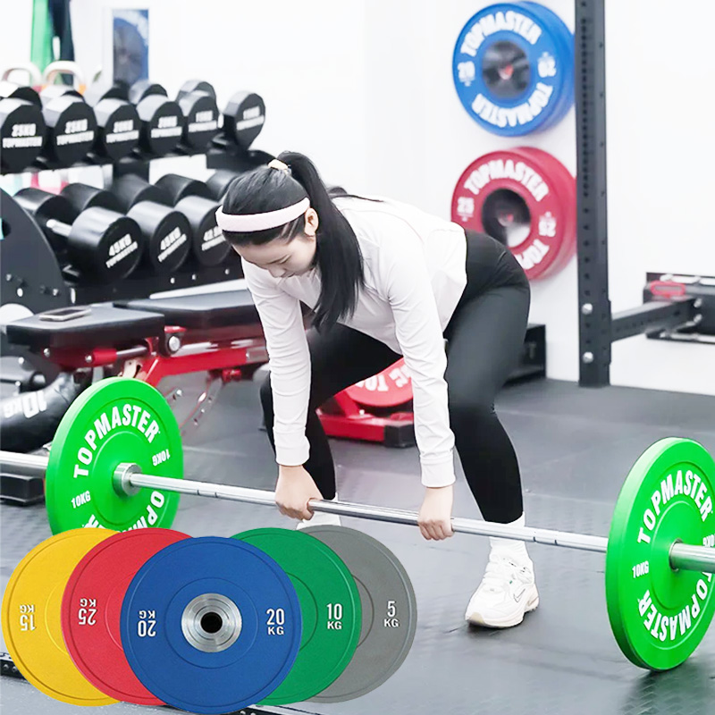 Color Coated Cast Iron Barbell Plates  Gym Strength Equipment Accessories